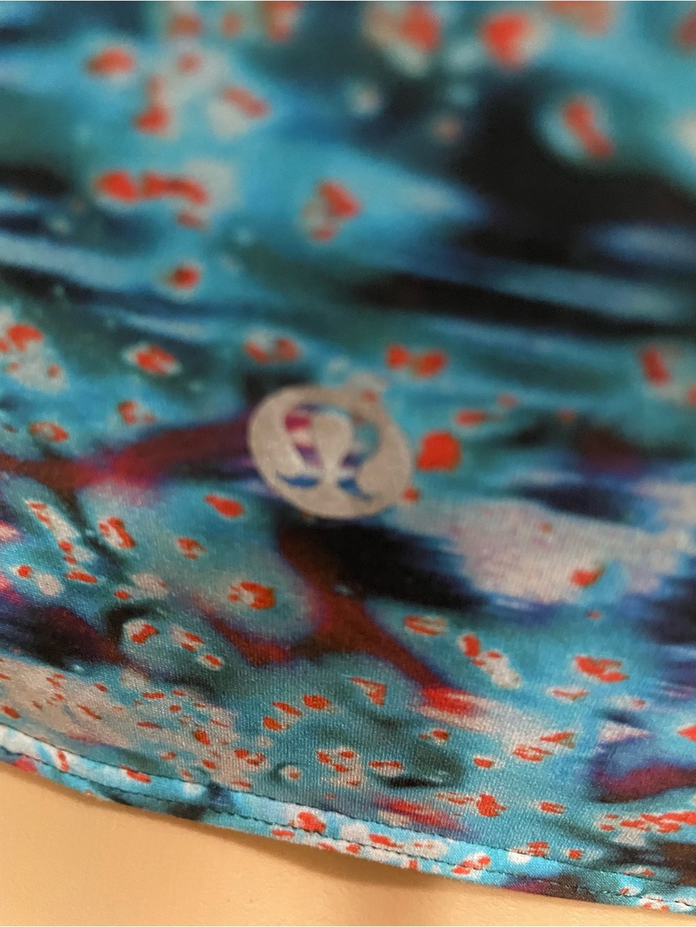 Blue Patterned Racerback Sports Bra Top - Picture 9 of 16